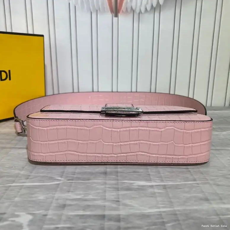 Affordable Bag Pink Tiffany Baguette In Crocodile Leather Medium Fendi 0609